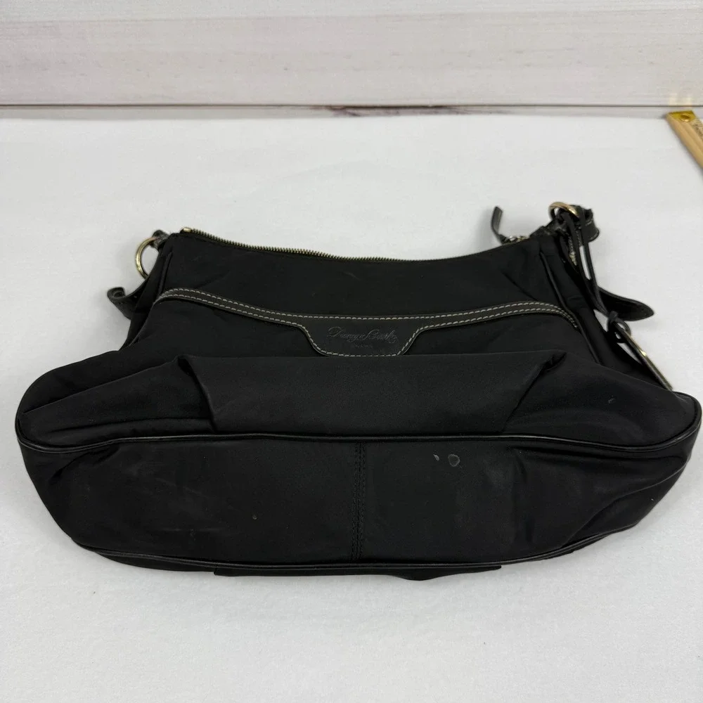 DOONEY & BOURKE Black Nylon Hobo Shoulder Bag Leather trim pink lining READ‎